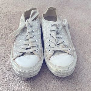 Silver glitter converse